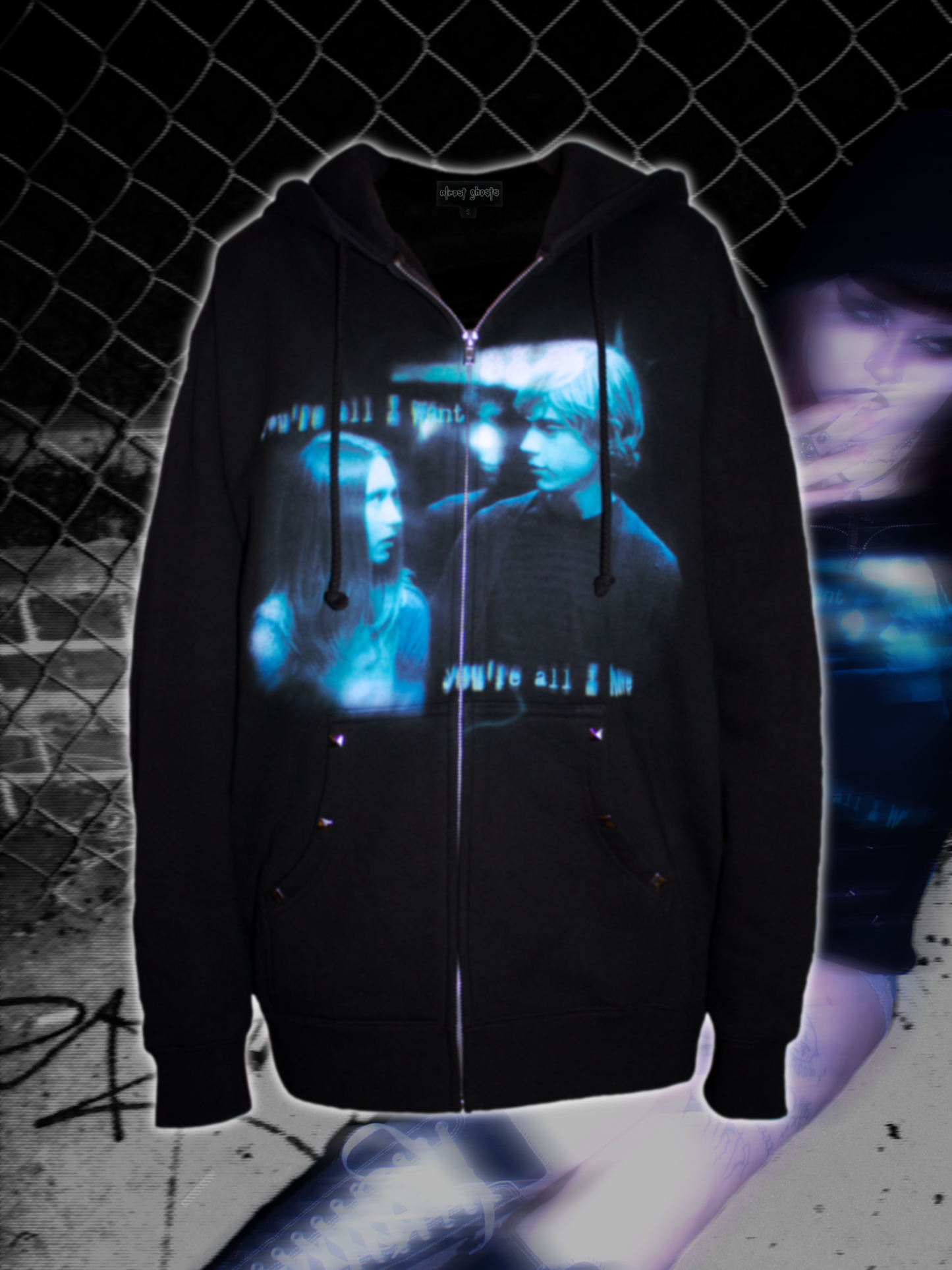 "Eternal Love" Studded Zip Up Hoodie