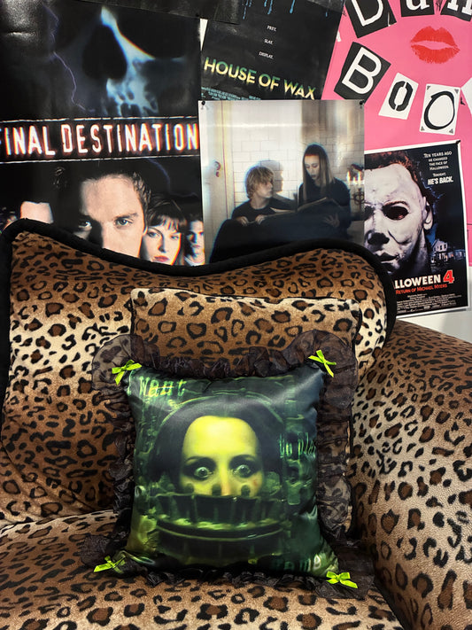 "i want to play a game" satin pillow