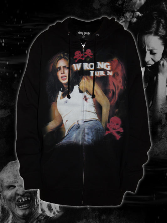 "into the woods" zip up hoodie